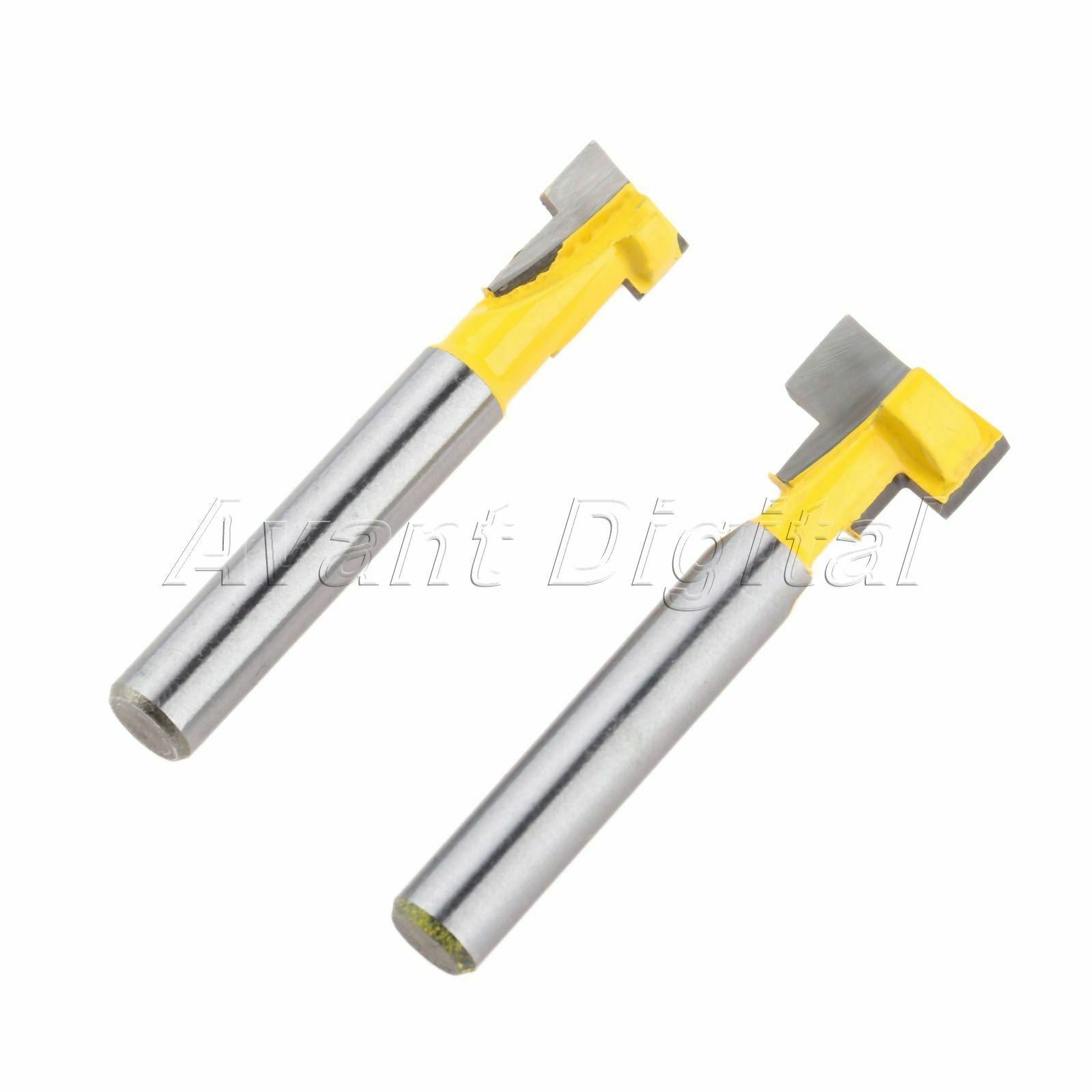 2Pcs 1/4" T-Slot Straight Router Bit Set Tongue & Groove Trim Cutter Rotary Tool