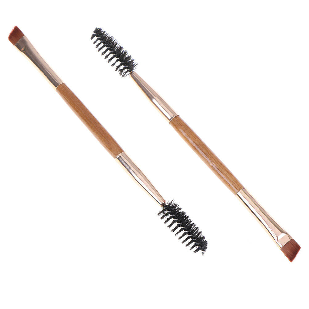 Beauty Makeup Bamboo Handle Eyebrow Brush + Eyebrow Comb Double-Ended Brus_gu Pb