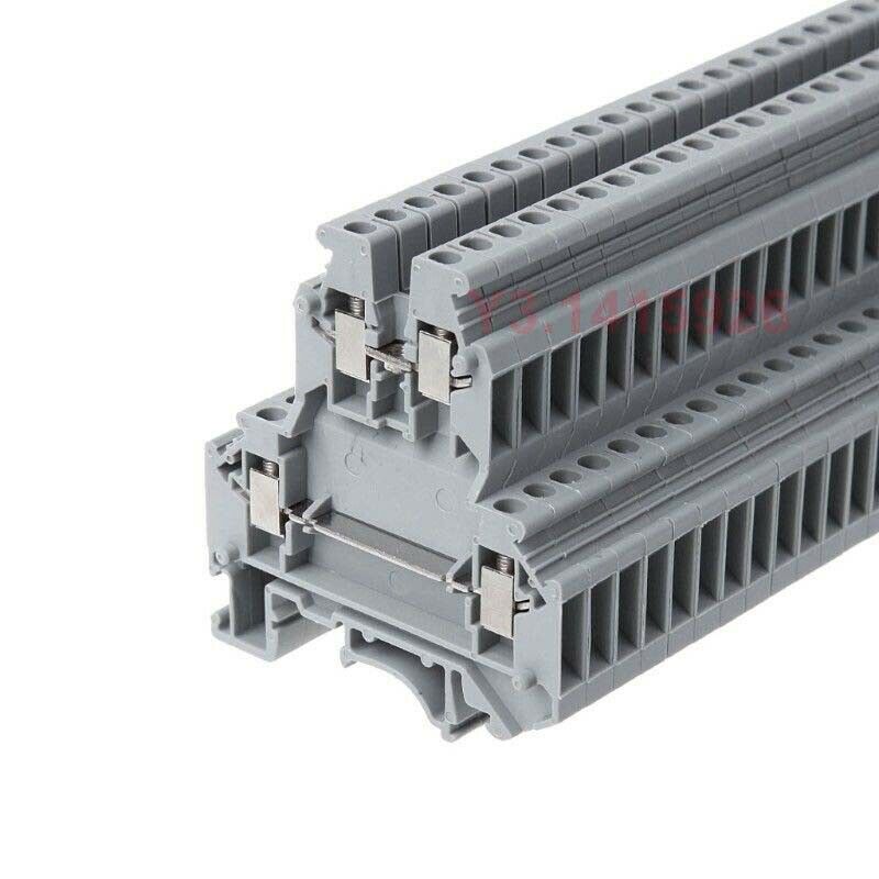50Pcs UKK3 DIN Rail Double Level Dual Row Terminal Block Kit 500V 25A 28-12AWG