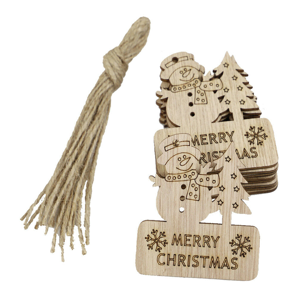 62 Pieces Christmas Wooden Ornaments Unfinished 6 Styles Wooden Cutouts with