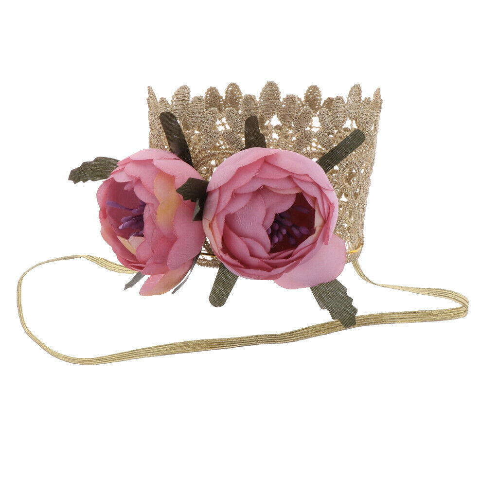 Cute Crochet Lace Flower Head Band Crown Baby Girl Toddler Hair Tiara
