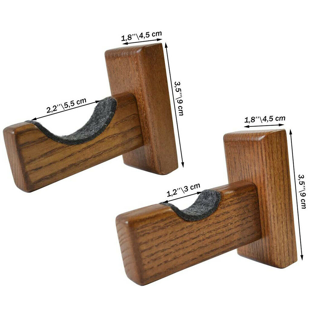 2 Set of Wooden Baseball Bat Rack Wall Mounted Softball Stick Holder Stand