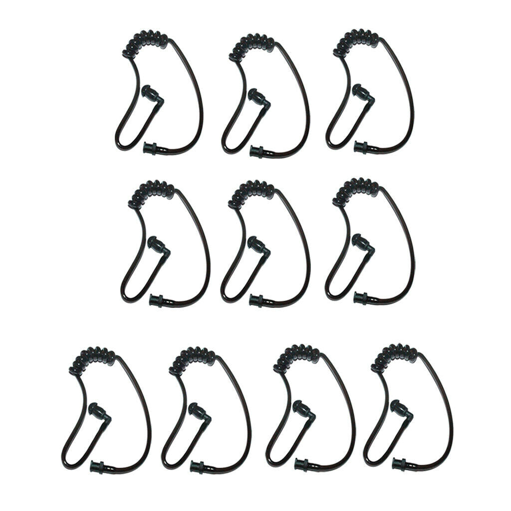 10Piece Black Coiled Acoustic Tube with Earbud and Connectors (Twist On)