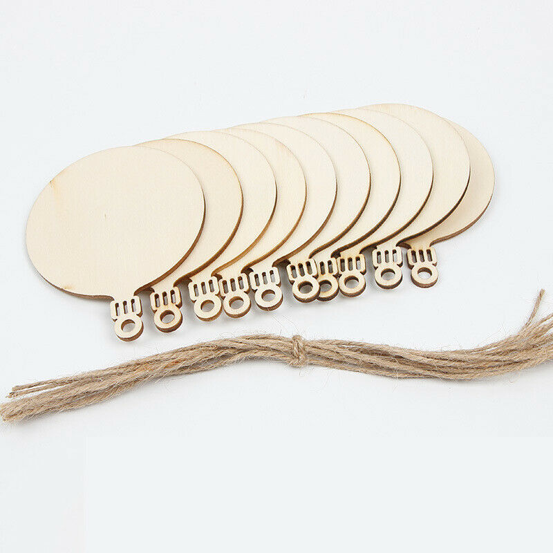 10pcsDIY Craft Wooden Round Bauble Unfinished Christmas Hanging Ornaments Blank