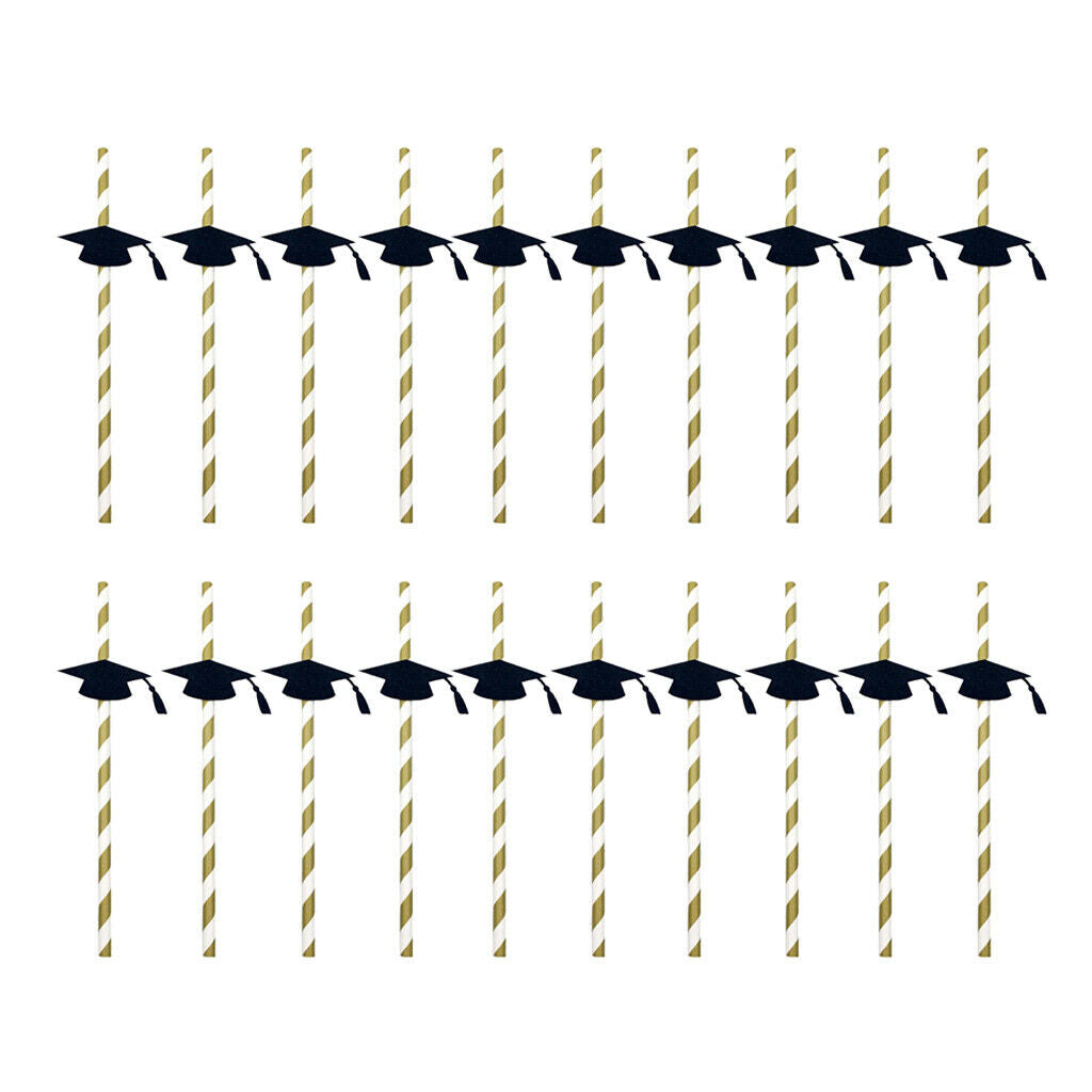 20pcs Yellow Paper Straws Birthday Wedding Graduation Party Straws Decor
