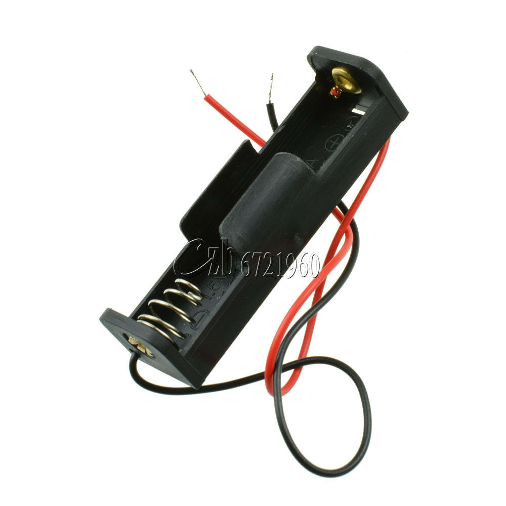 10PCS Plastic Battery Case Storage Box Holder with Wire Leads for AA 1.5V 2A