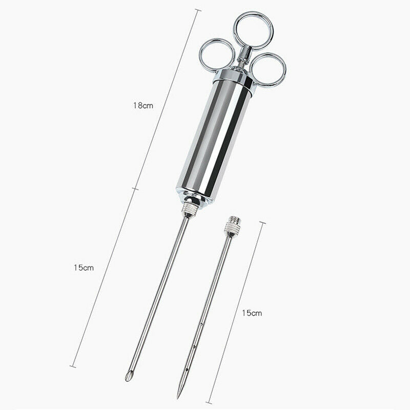 Kitchen Stainless Steel Turkey Meat Injector Needle Syringe Cooking Marinade New