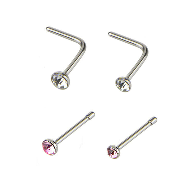 14Pcs/Set Rhinestone Nose Studs Hoop C Shape Ring Bone Bar Pin Piercing J.l8