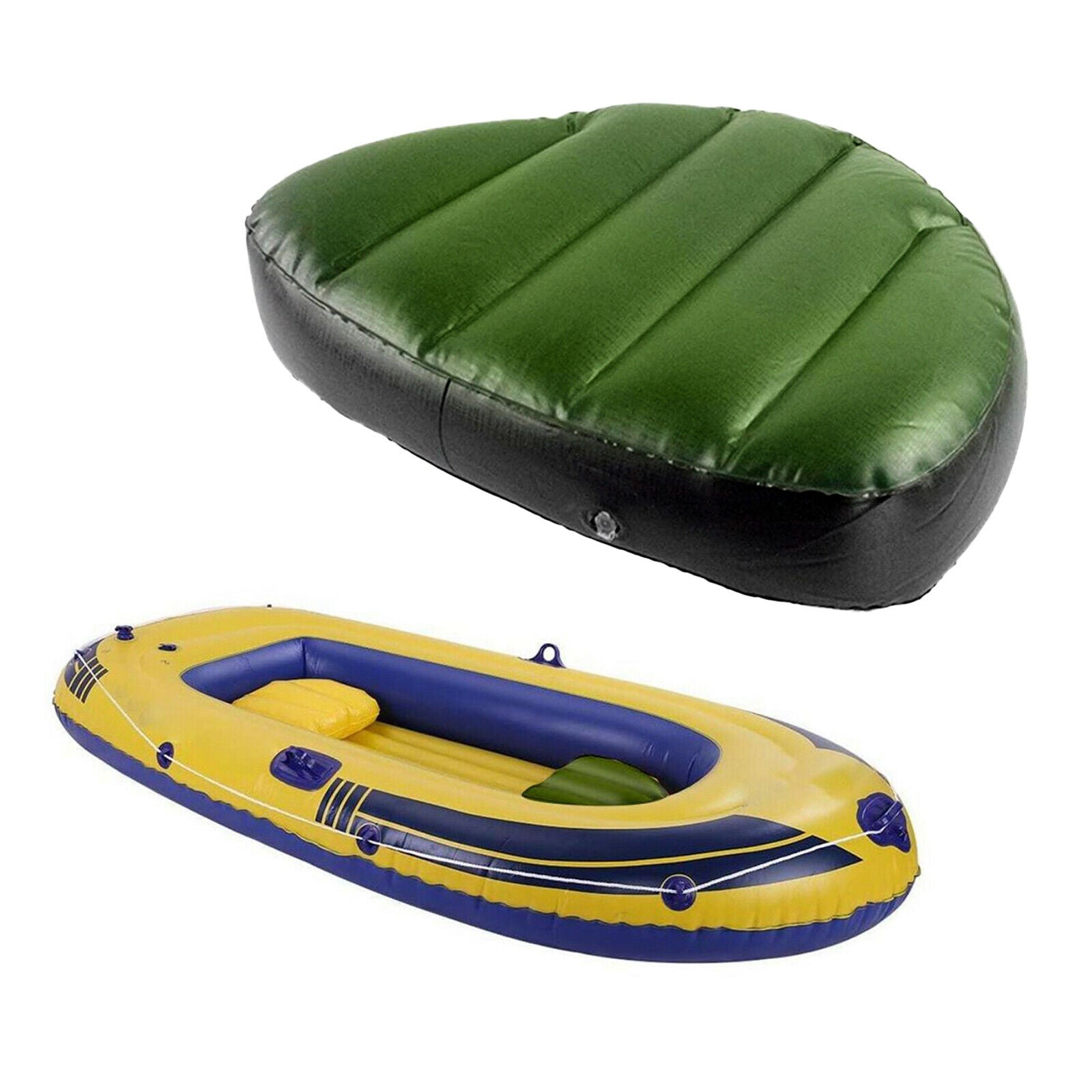 2X Inflatable Seat Cushion Boat Air Seat Pad For Fishing Camping Black+Green