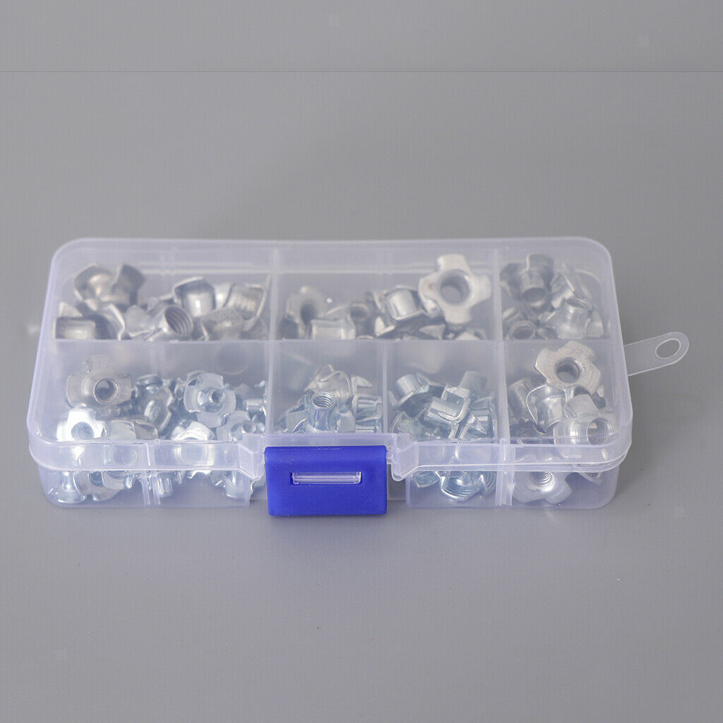 80 Pieces M3  M5 M6 M8 Zinc Steel 4 Prong T Nut Blind Wood Insert Nuts NEW