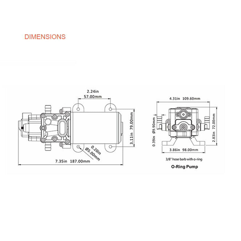 12V Water Pump 35PSI DC 1.2GPM 4.3LPM Diaphragm Pump Boat Caravan Quality