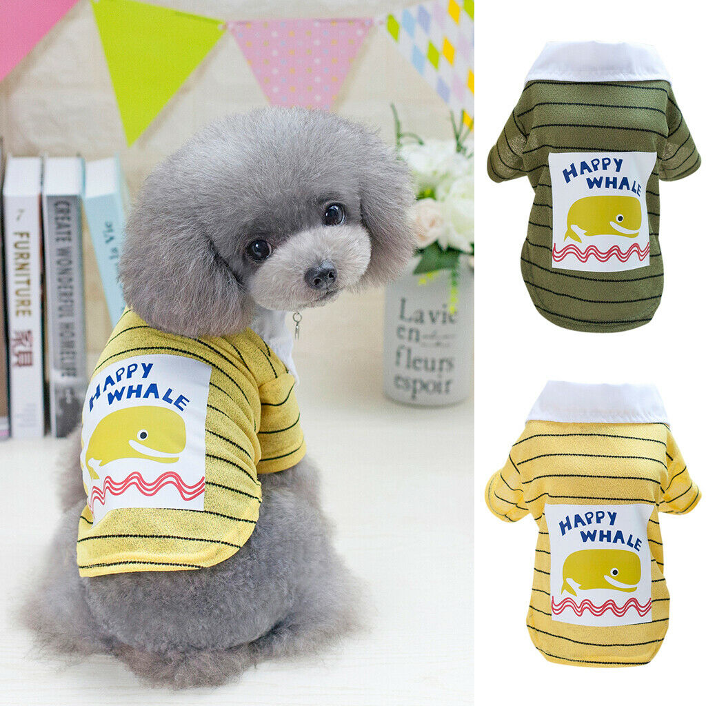 Pet Puppy Coat Dog Lovely T-shirt Outwear with printing Whale Green S