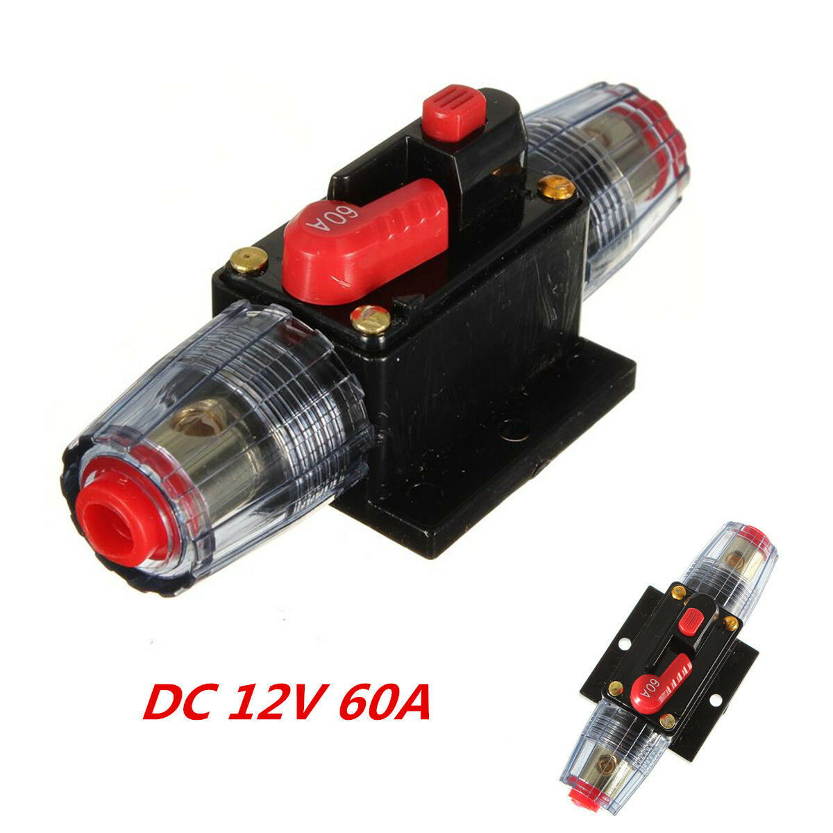 DC 12V 60A In-Line Circuit Breaker Stereo/Audio/Car/RV 60A/60AMP Fuse Protection