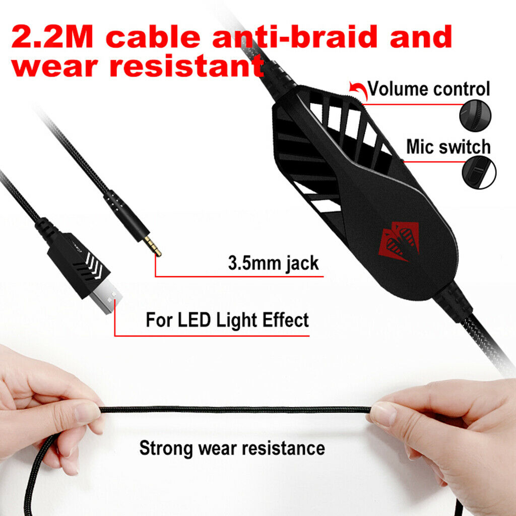 Surround Sound Gaming Headset Over Ear Noise Isolation Mic for Nintendo Red