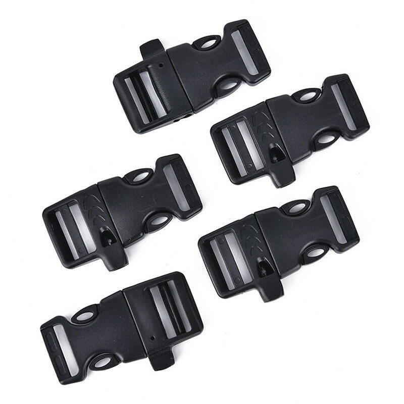 5pcs Survival Whistle Buckle Plastic Curved Side Release Buckles For Parac.l8