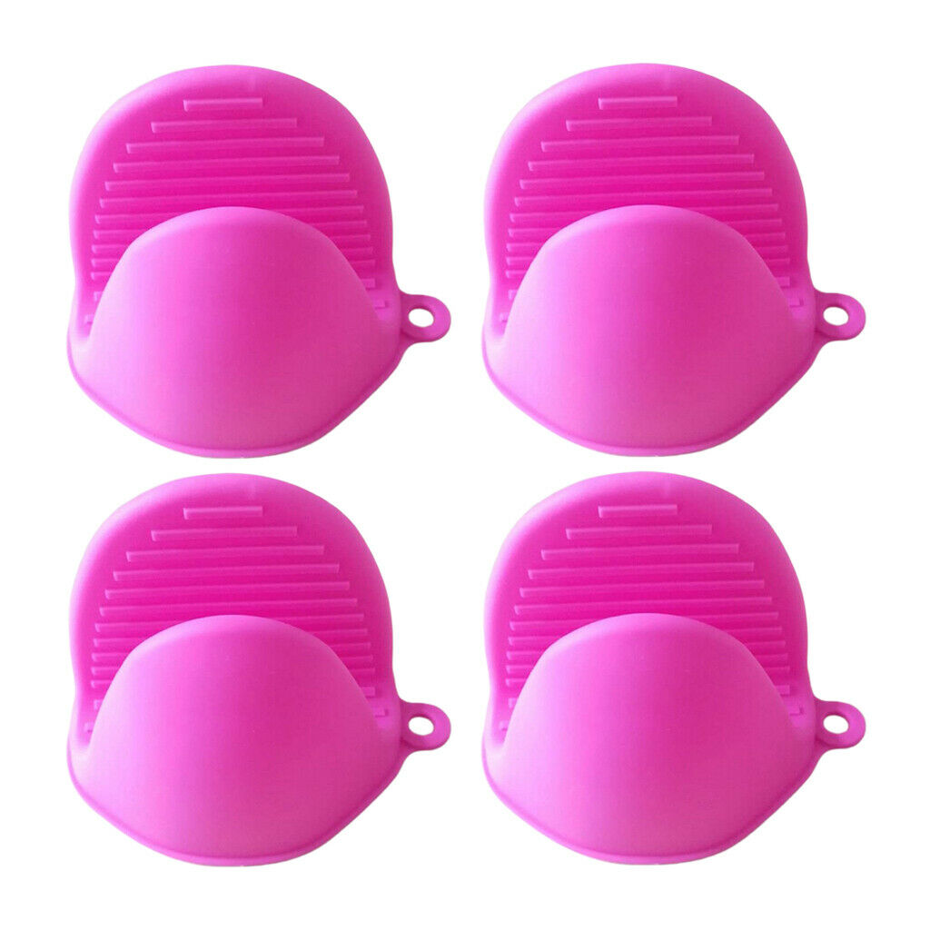 Rose Red Insulation Silicone Gloves Potholder Microwave Oven Mitt Hand Clips