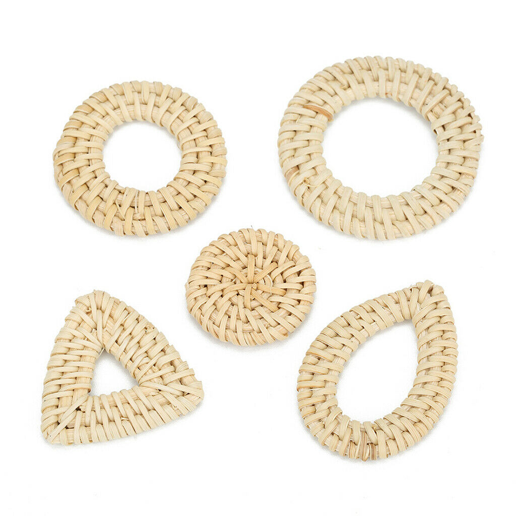 Prettyia 1 Pair Triangle Rattan Straw Knit Handmade Earring Gift DIY Jewelry