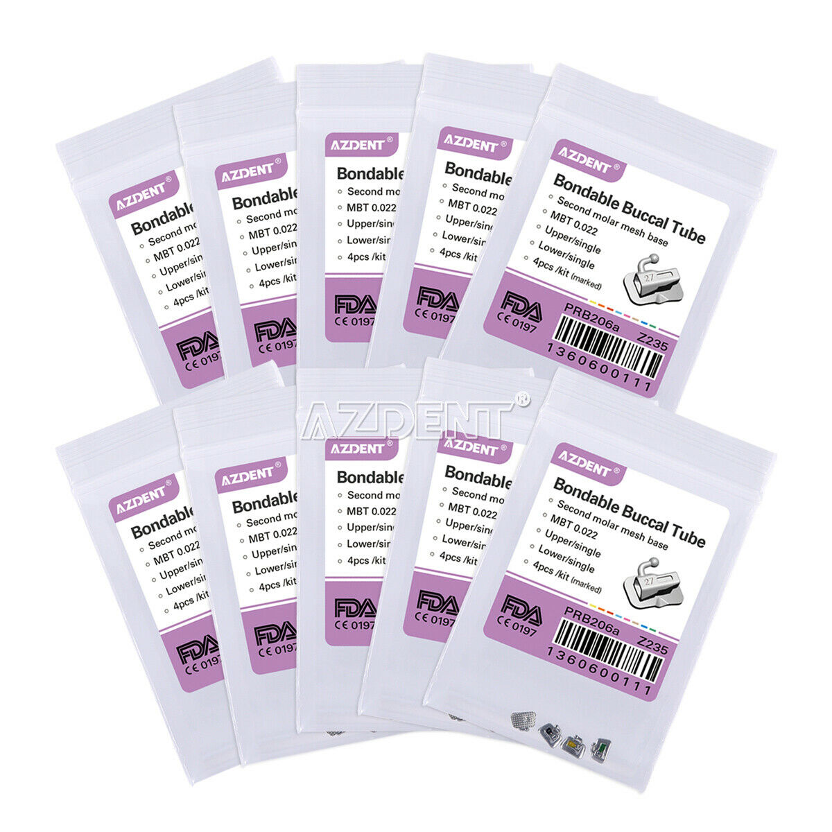 200X Dental Orthodontic 2nd Molar Buccal Tube MBT.022 Bondable Non-Convertible