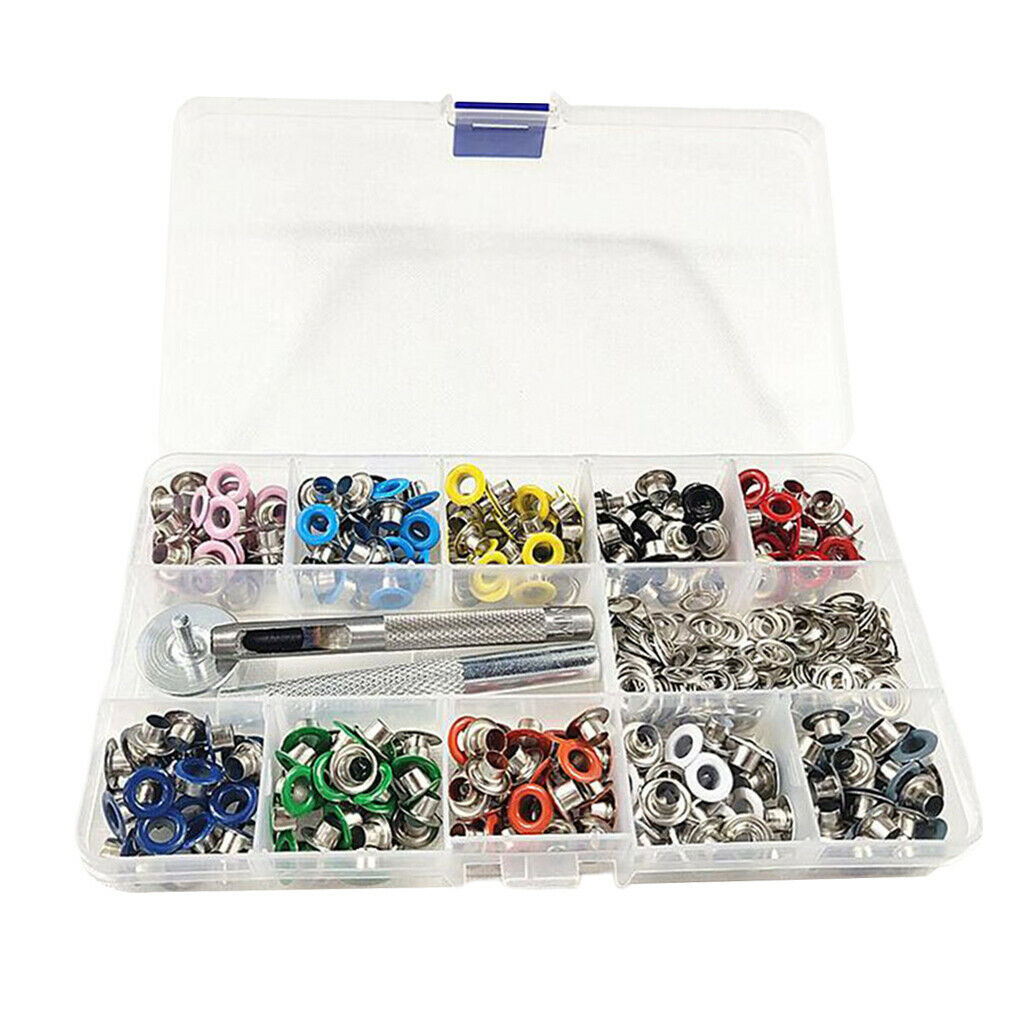 500 Sets 3/16 Inch Multi-Color Grommets Kit Metal Eyelets with Installation