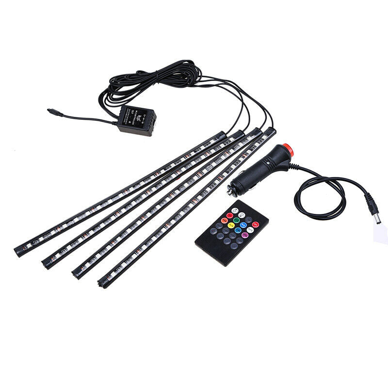 Car RGB 18LED Light Strip Interior Atmosphere Neon Lamp Remote Control MutiColor