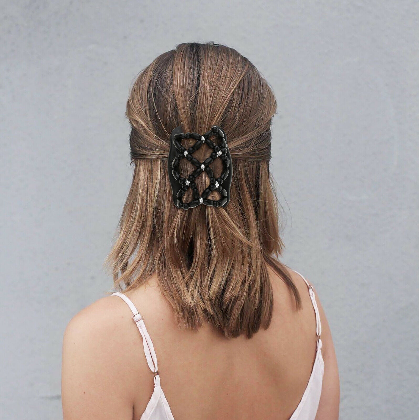 2 Pieces Double Hair Comb Clip, Magic Wood Beads Combs, Stretchy Hair Bun Beauty