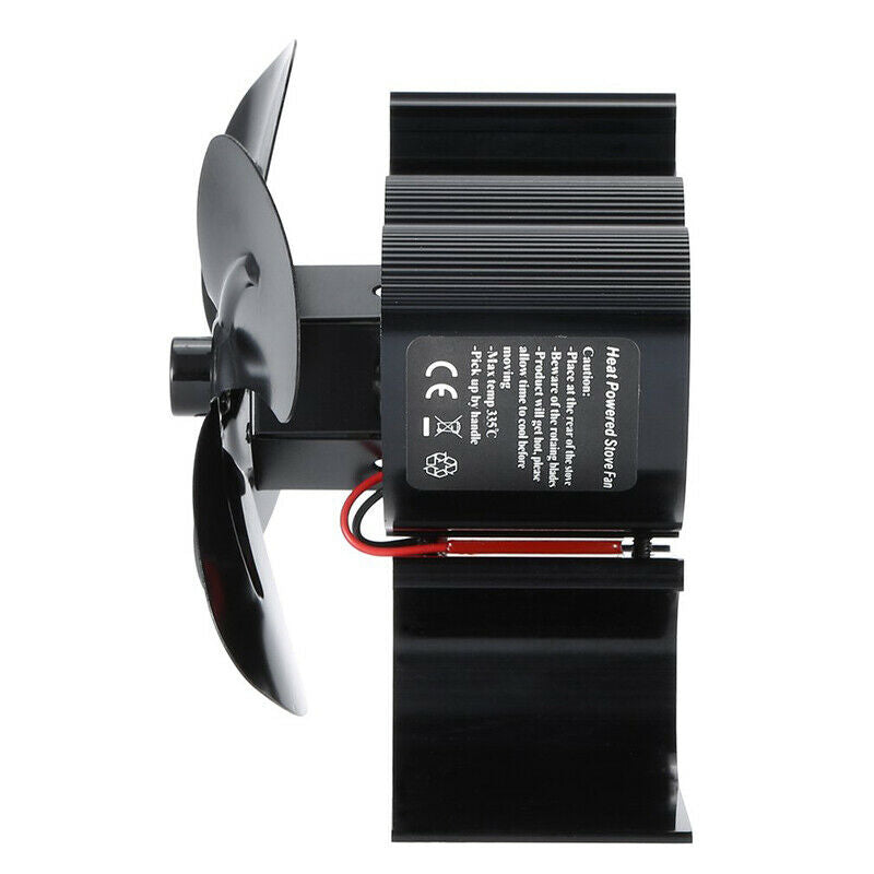 Mini 4 Blade Wood Stove Fan Heat Powered Eco Fireplace Fan Burner Double Motor