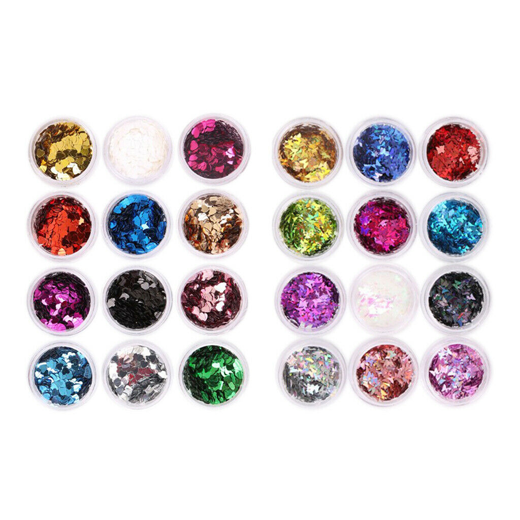 24 Mixed Colors Charms Nail Sequins Long Lasting Nail Art Manicure Ornaments