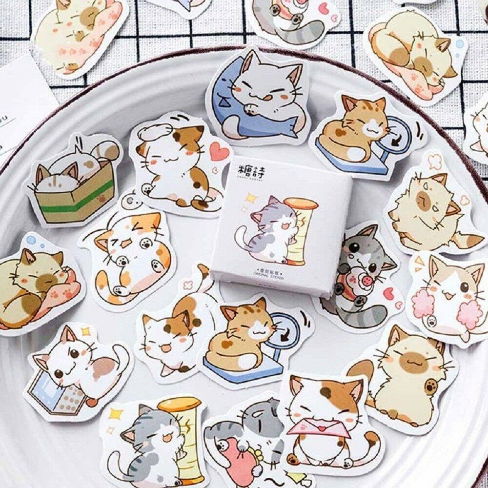 45Pcs Japanese Cute Cat Stickers Diary Decoration DIY Scrapbooking Stickers Lots