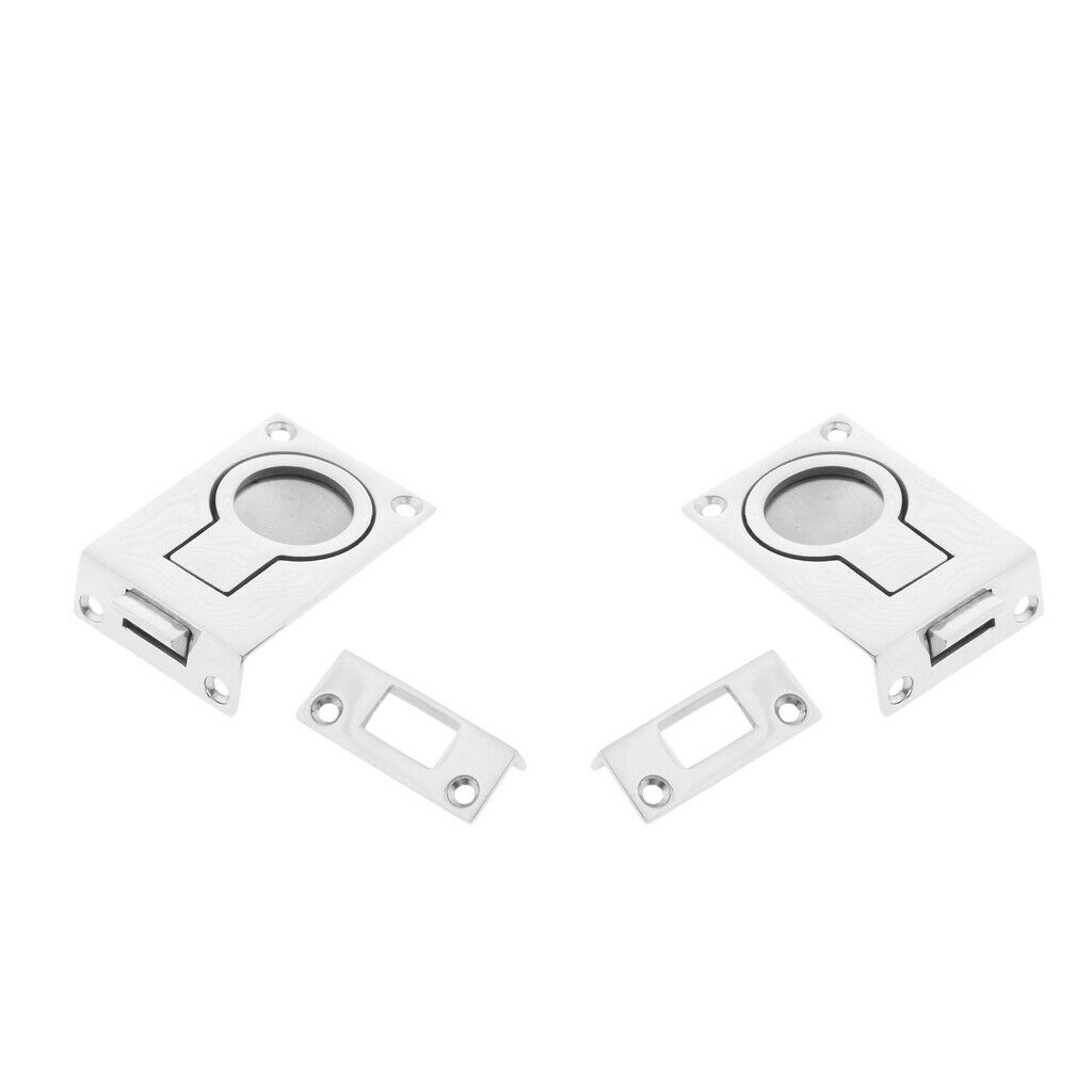 2x RV Boat Deck Hatch Handle Pull Cabinet Locker Flush Lifting Ring Marine