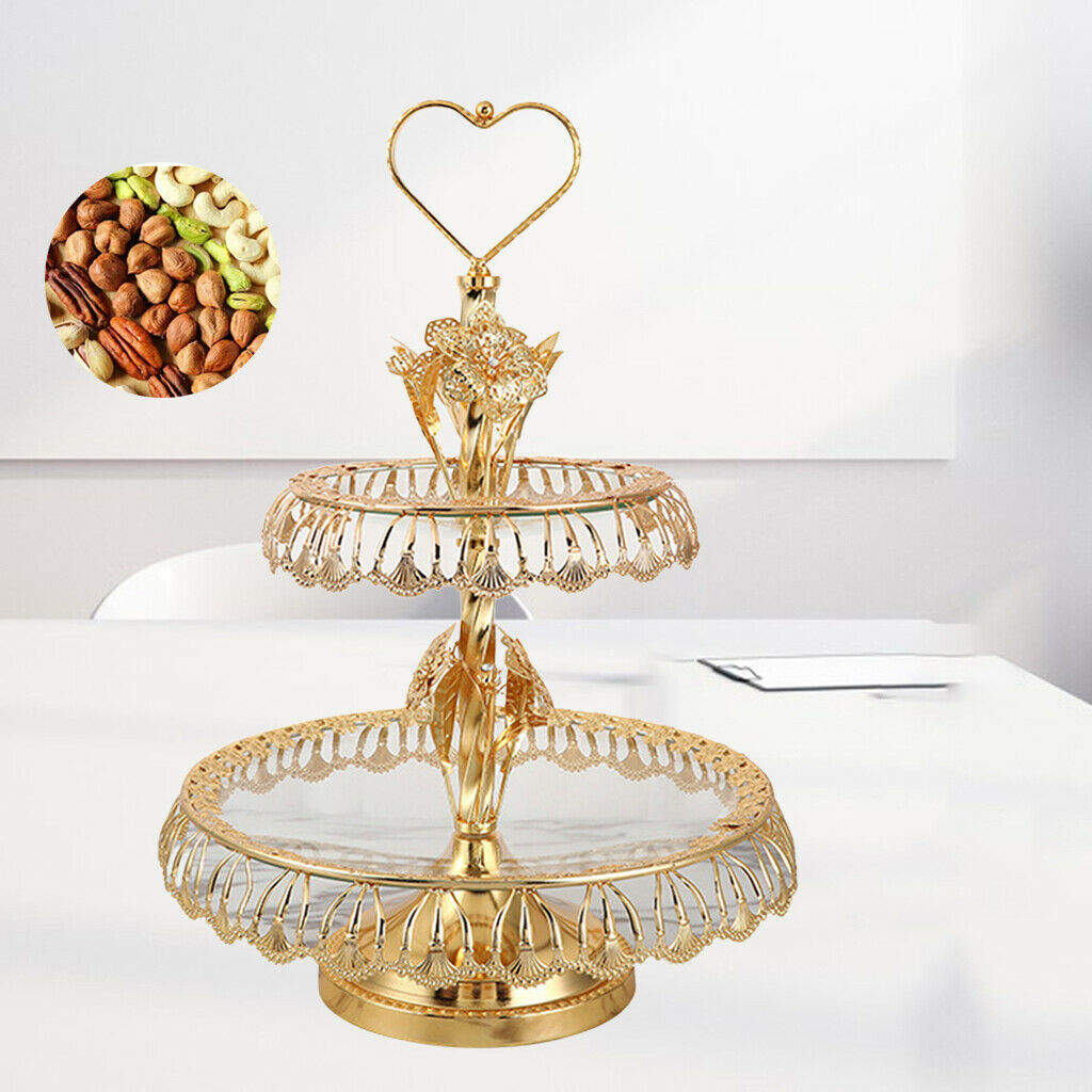 Luxury 2-layer Fruit Tray Snack Dry Fruit Tray Display Hotel Decorations