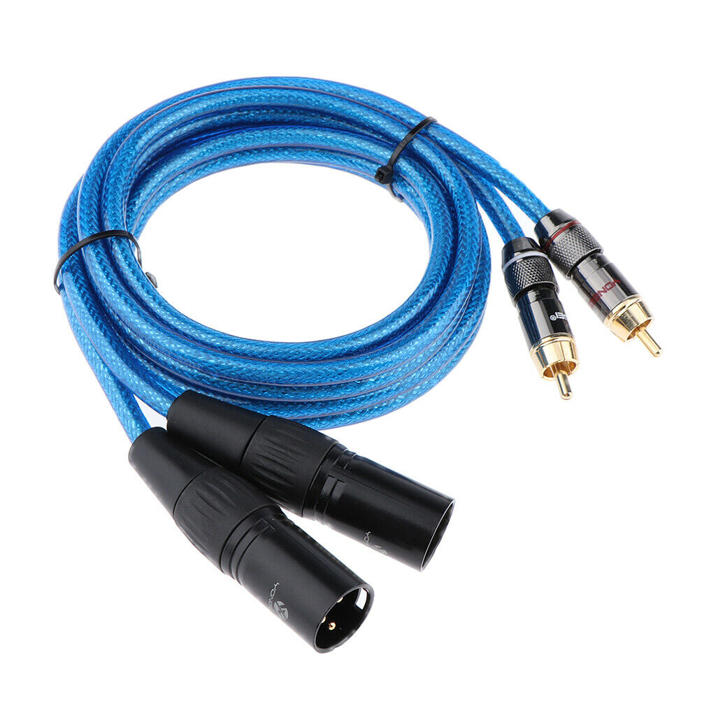 2 XLR Male to 2 RCA Male HIFI Audio Cable for Amplifier Mixer 150cm