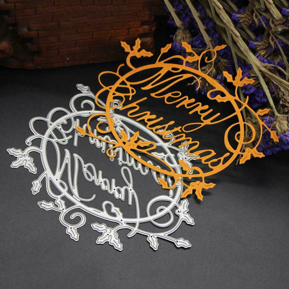 Christmas Words Cutting Die Stencil Scrapbooking Card Template DIY Craft @