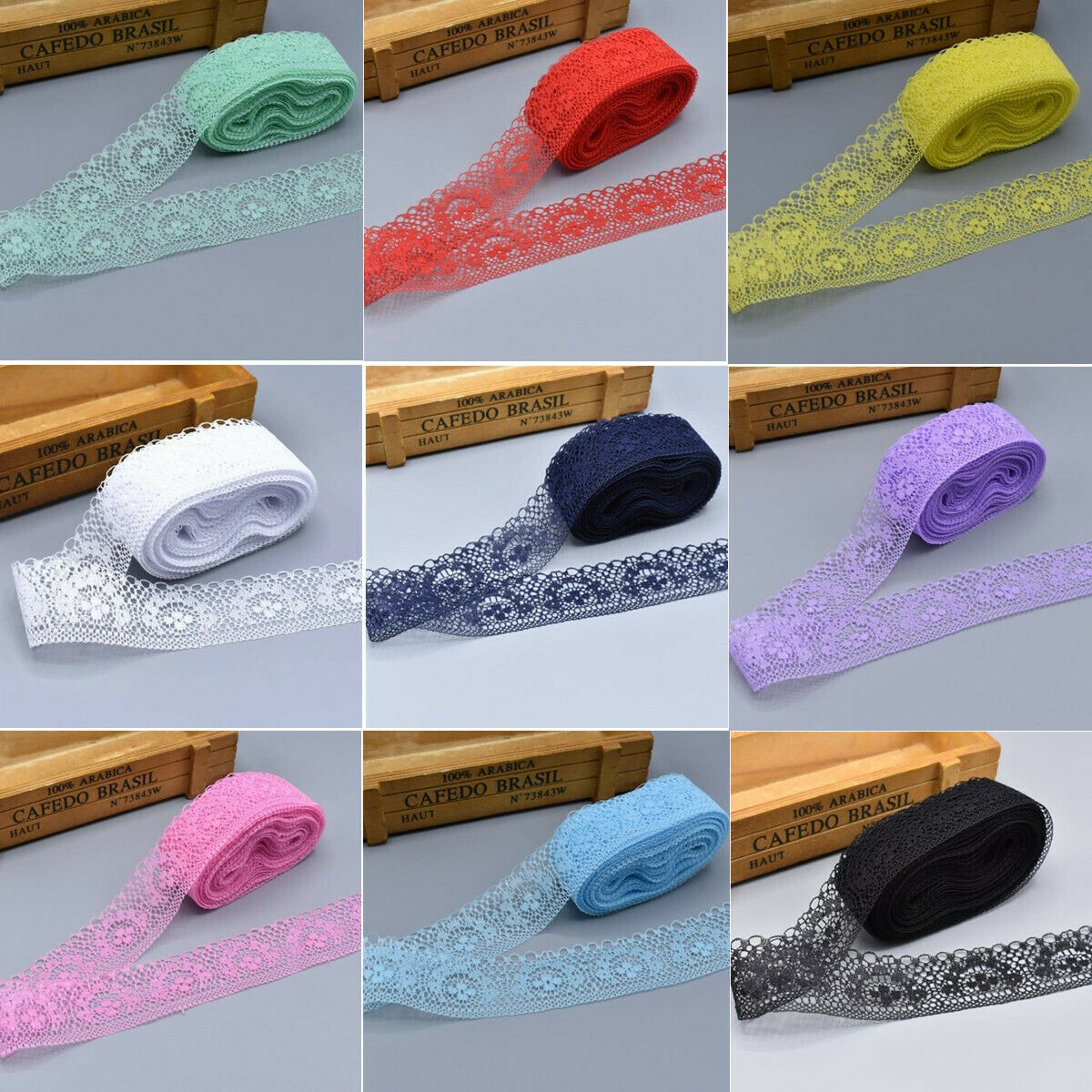 4 Rolls 40 Yards Lace Ribbon 40MM Lace Trim DIY Embroidered For Sewing Decor