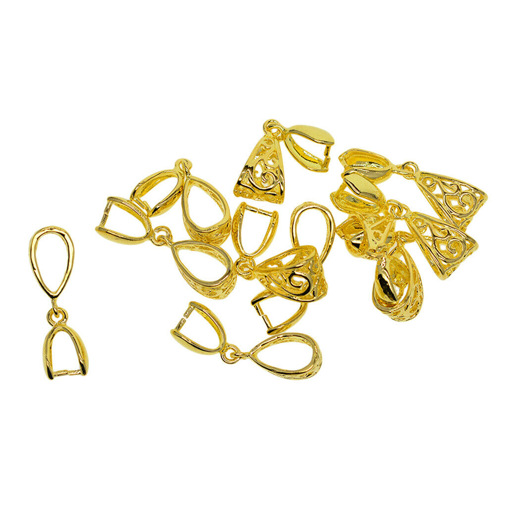 10Pcs Golden Pinch Bail Clasp Slide Pendant Necklace Connector Hanging Craft