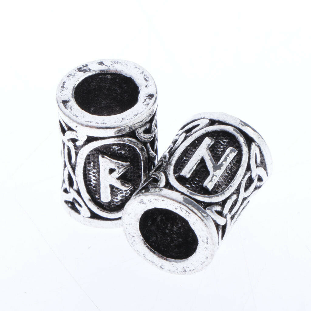 48Pcs Viking Runes Charms Beads for Nordic Hair Beard Bracelets Pendants