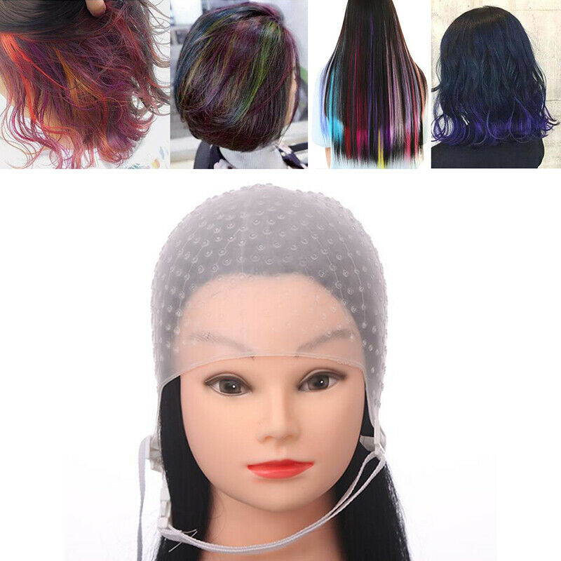 Silicone Hair Highlights Cap With Needle Reusable Hair Coloring Hair Hat Dye XC