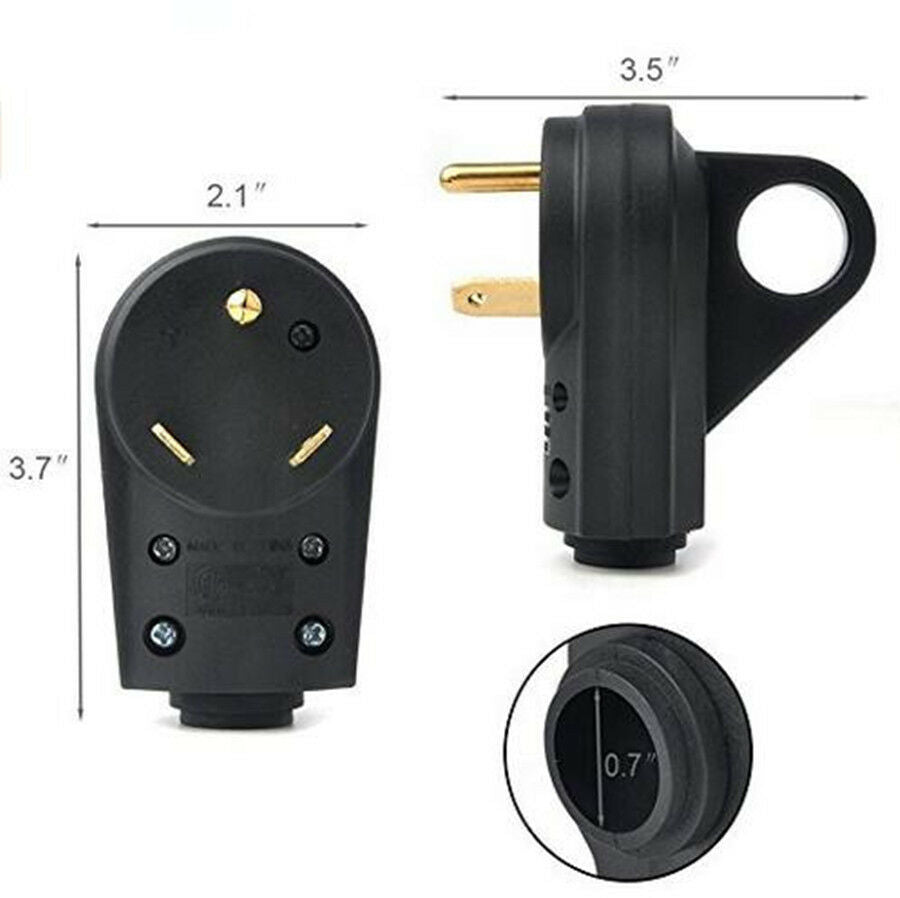 125V/30A Male Plug Handle Electrical Plug Adapter for RV Trailer Camper Caravan