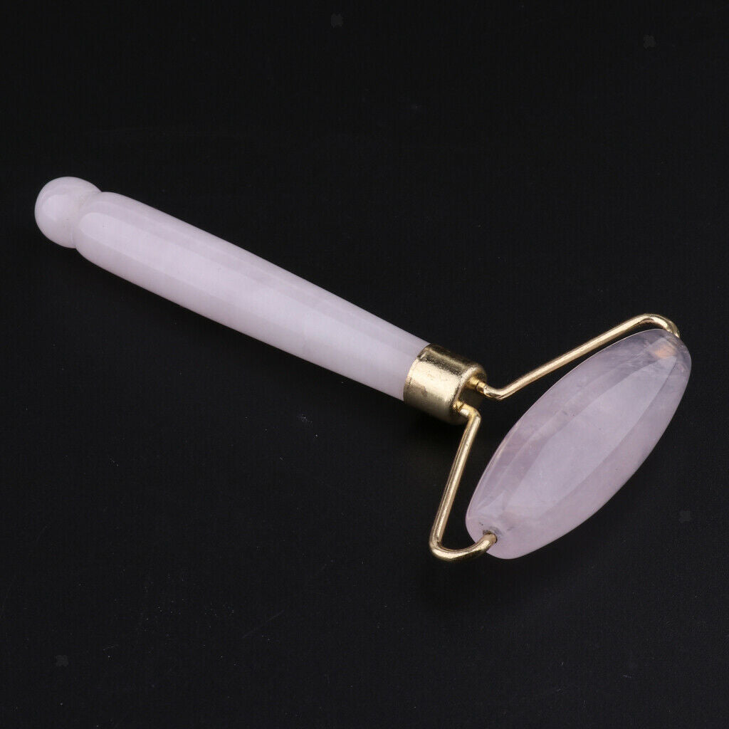 Natural Jade Facial Roller Wheel Massager Relax Beauty Massage Tool Pink