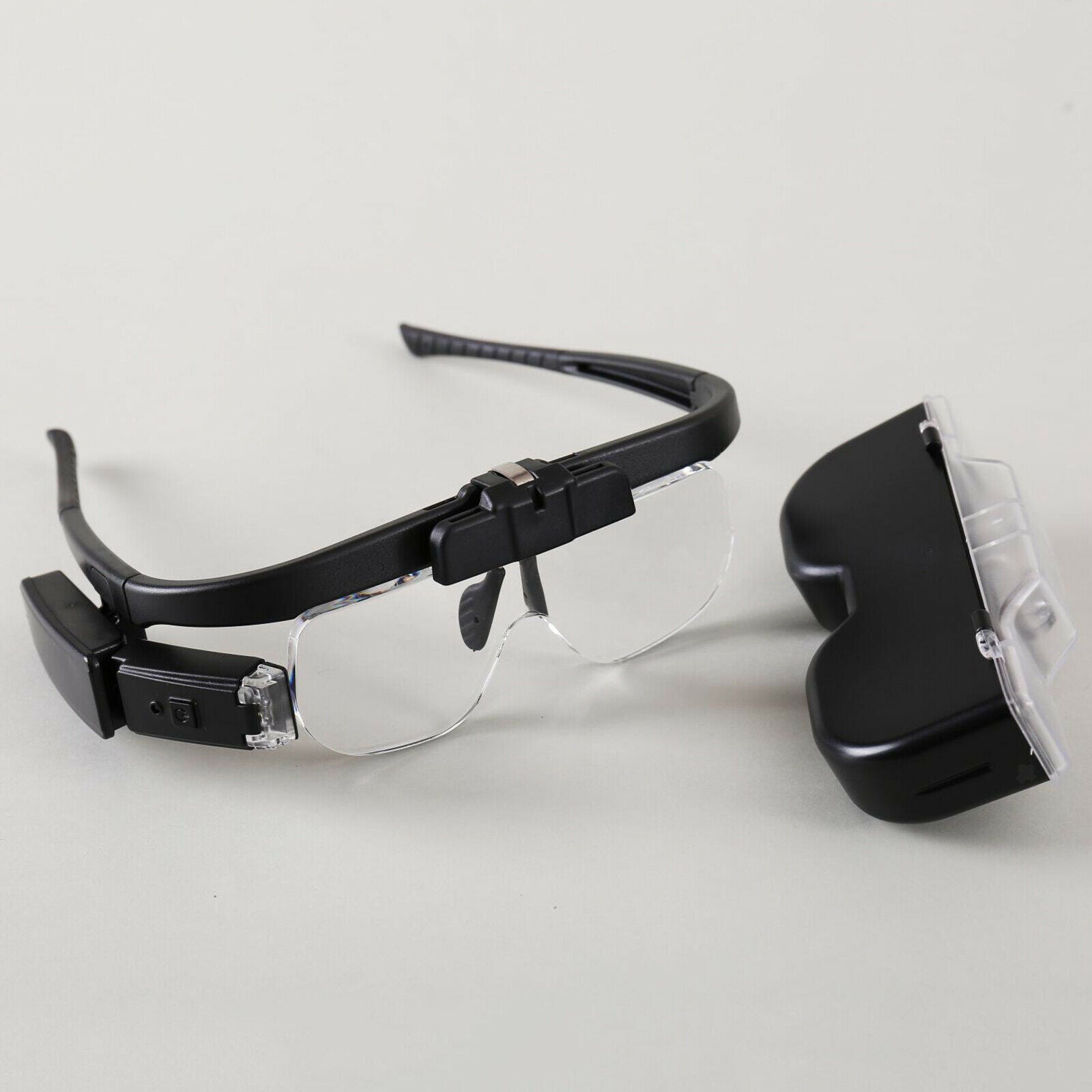 Portable Headband Magnifier w/ LED Light Headset Magnifying Glasses Visor