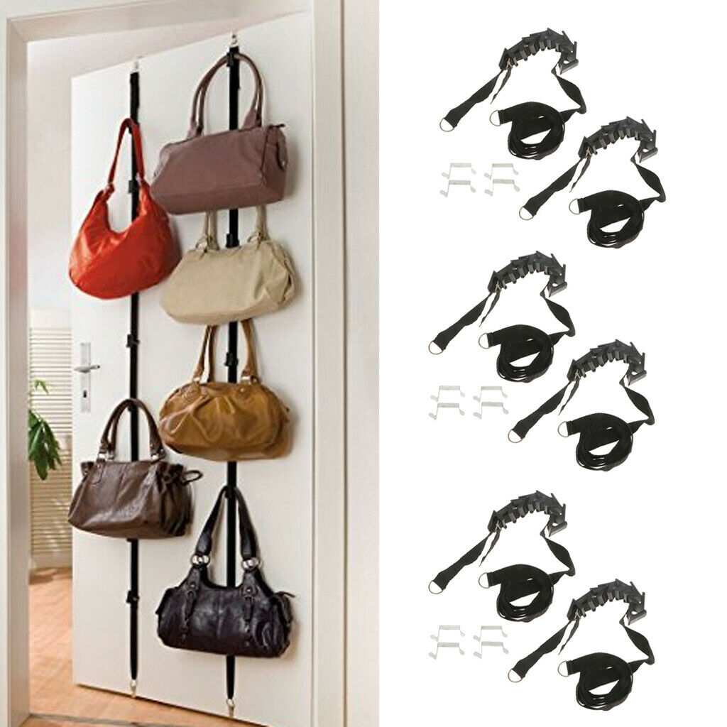 3x Over the Door 8 Hook Hanger Handbag Clothes Scarf Towel Holder Organizer