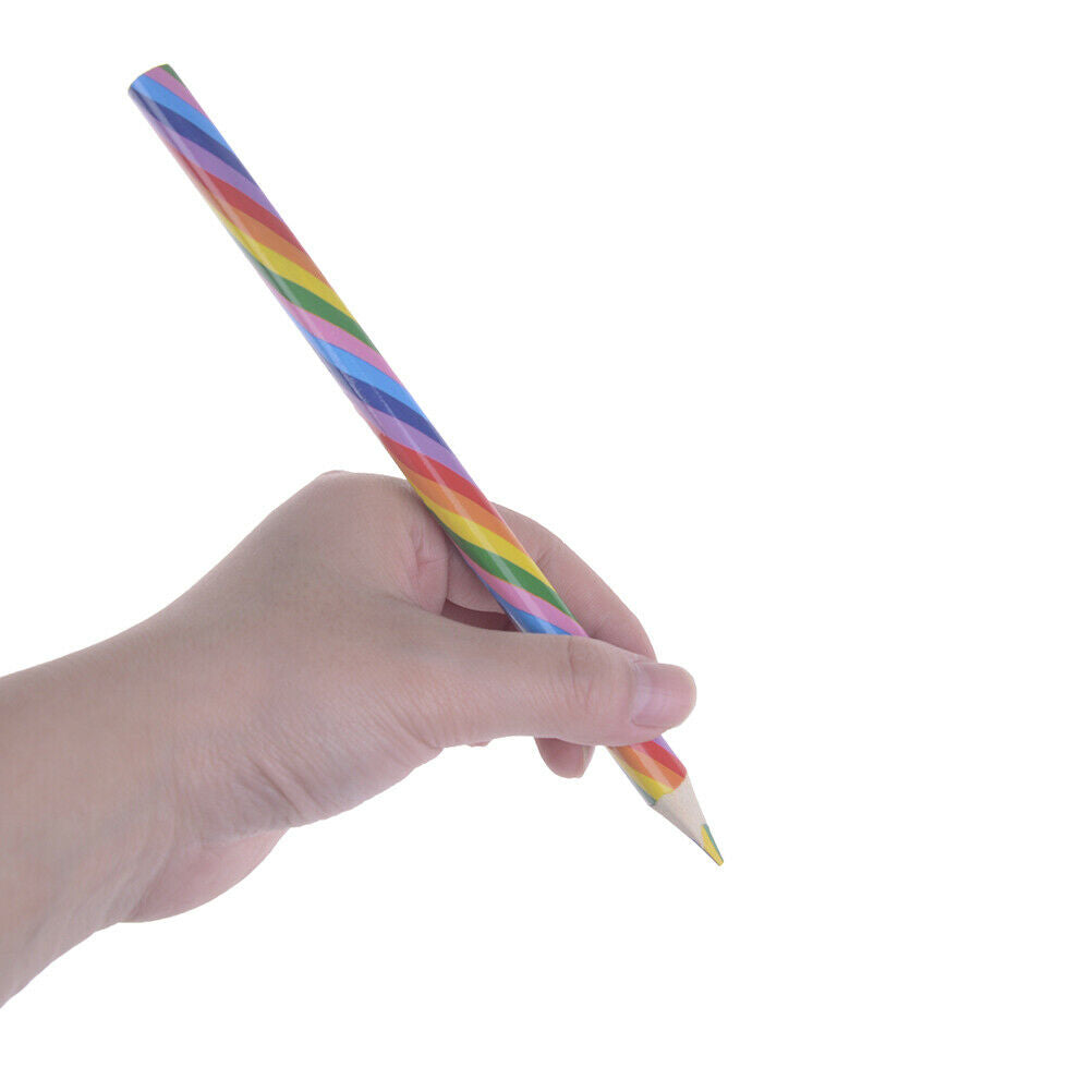 4pcs simple creative rainbow  wooden pencil for kid painting learning award.DD