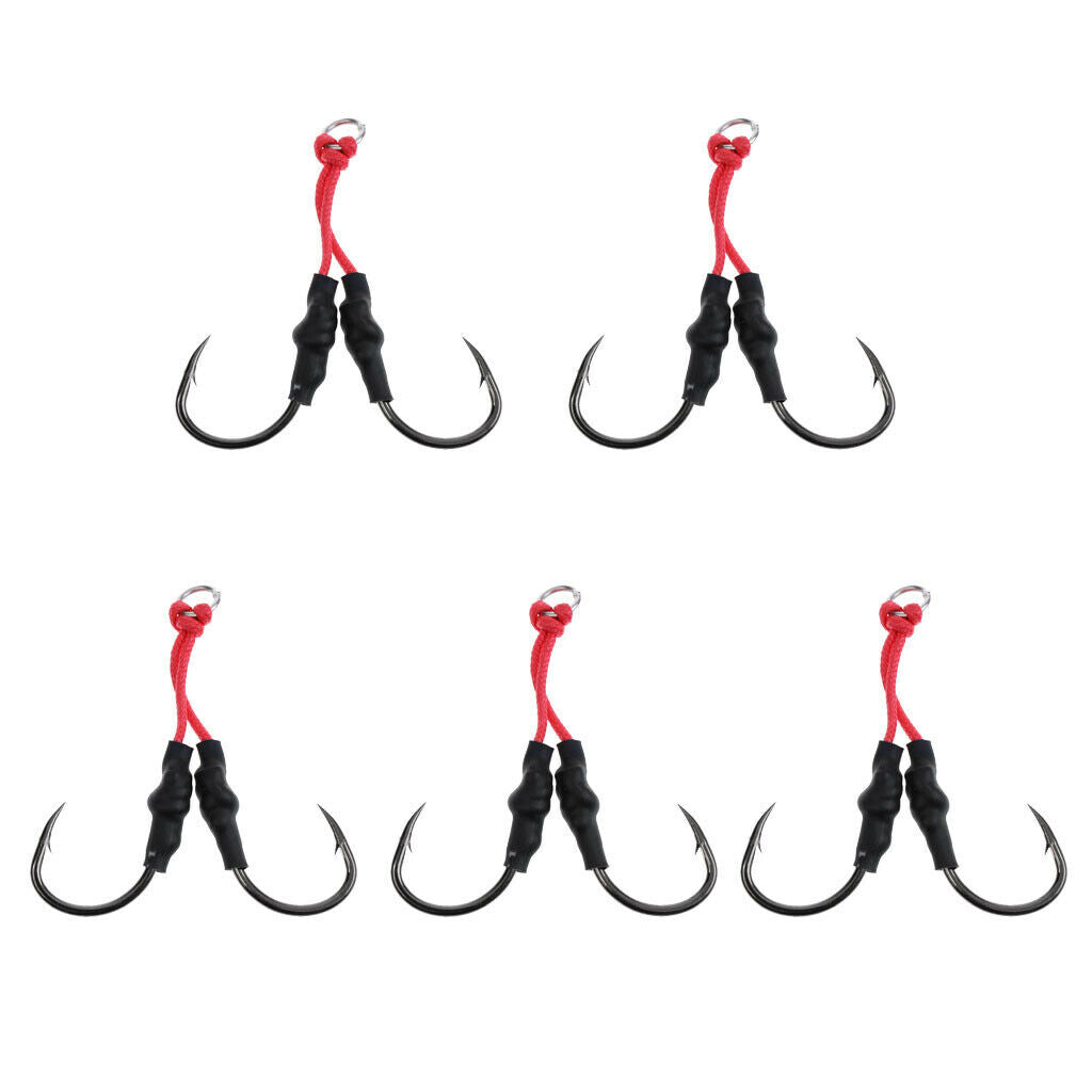 5Pcs Saltwater Jigging Assist Hook Fishing Hooks with Solid Ring Sea Fishing