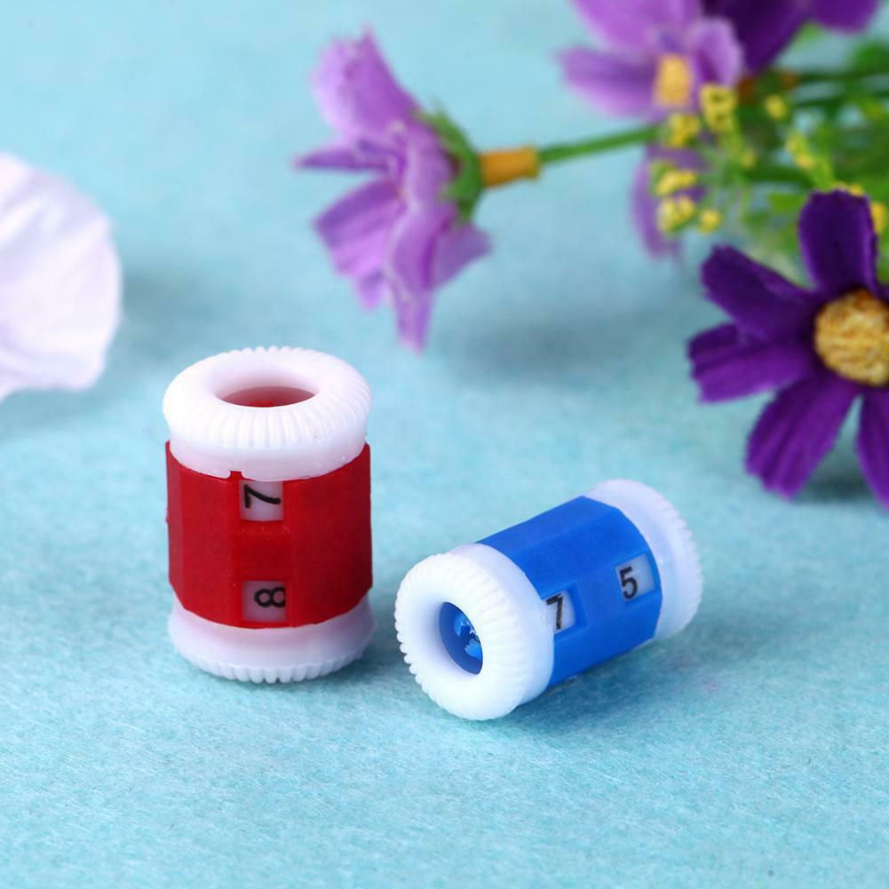2pcs Plastic Knitting Needles Row Counters Crochet Weaving Knit Stitch Tool # @