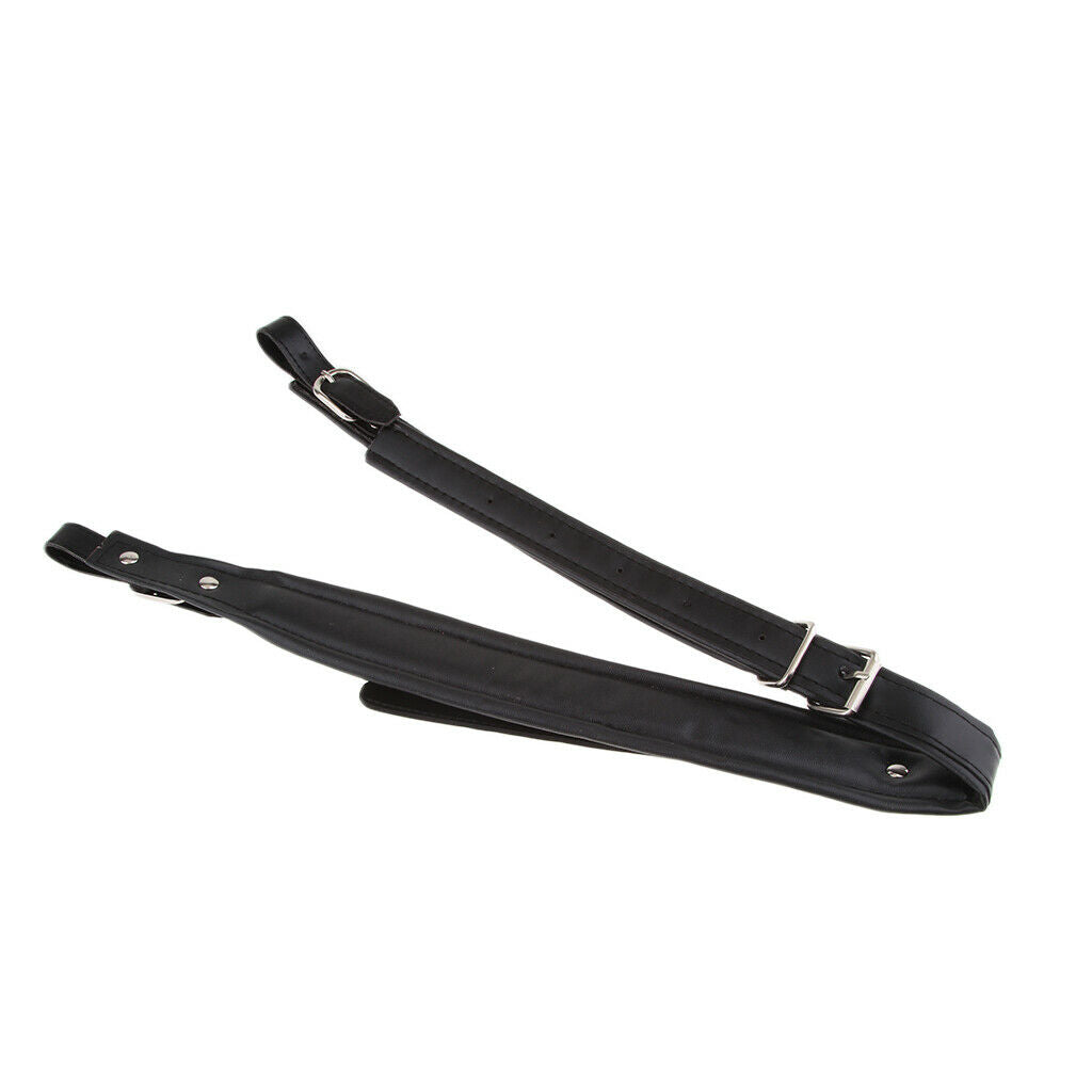 Black Bass Piano Accordion Strap Double Layer Leather Instrument Accessory