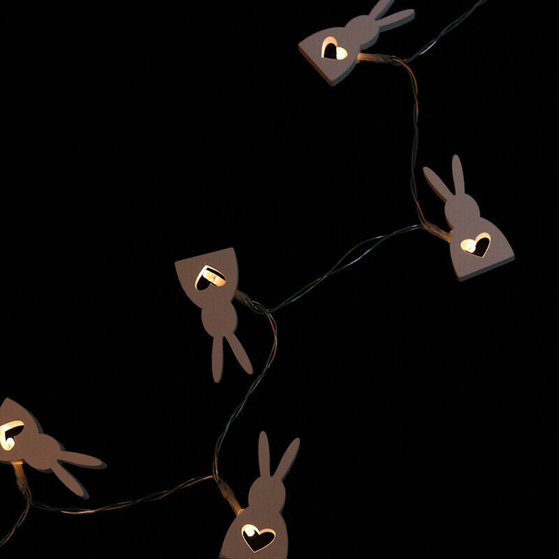 1M 10 LED Easter Party Decoration Wooden Easter Rabbit Strip Light Home D.l8