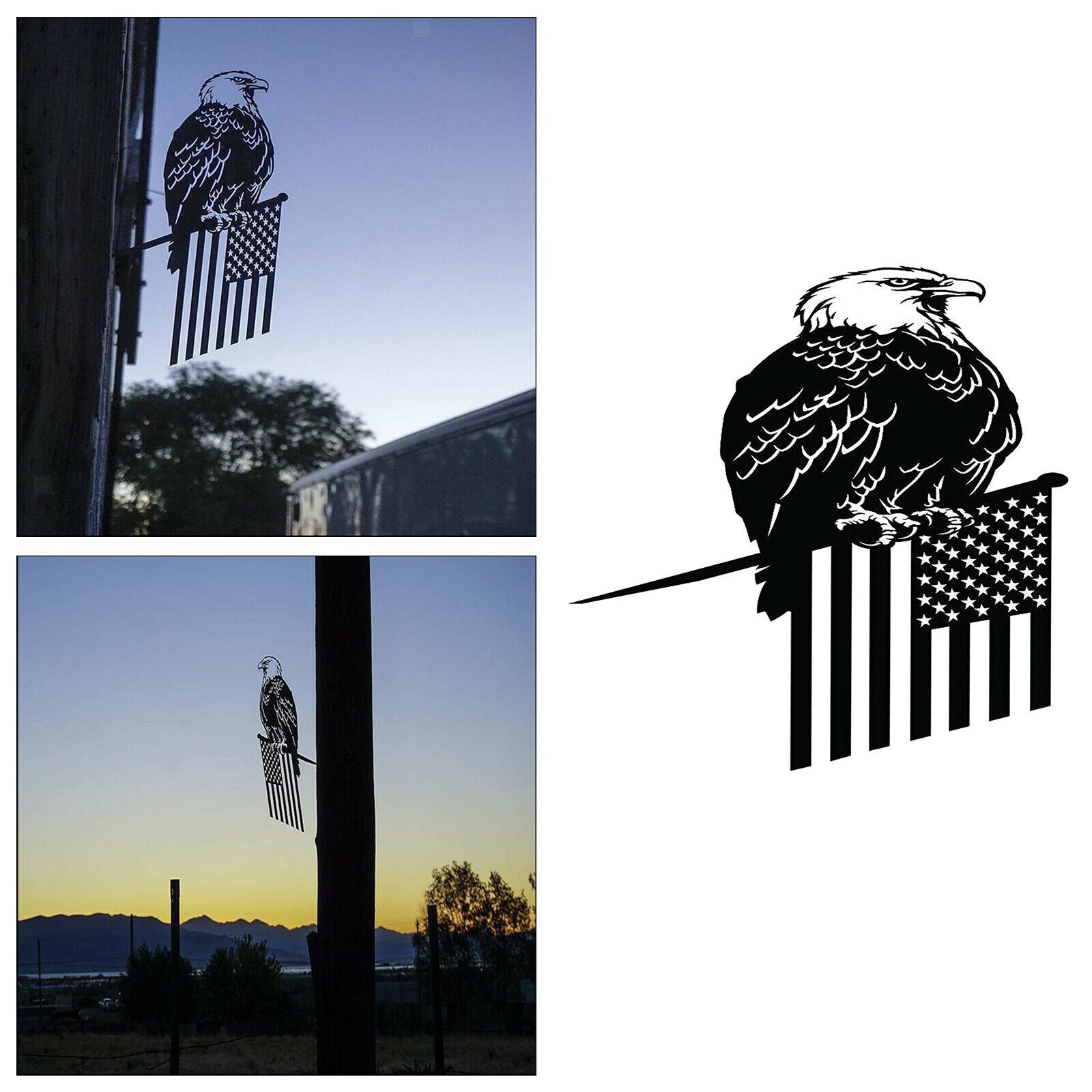 Metal Eagle Weather Vane Wall Mounted Decor Cupola Garden Backyard Sculpture
