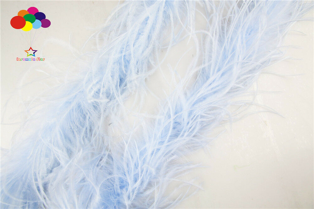 Ostrich feather strip Trim boa Dyed light blue 2M carnival Diy costume headress