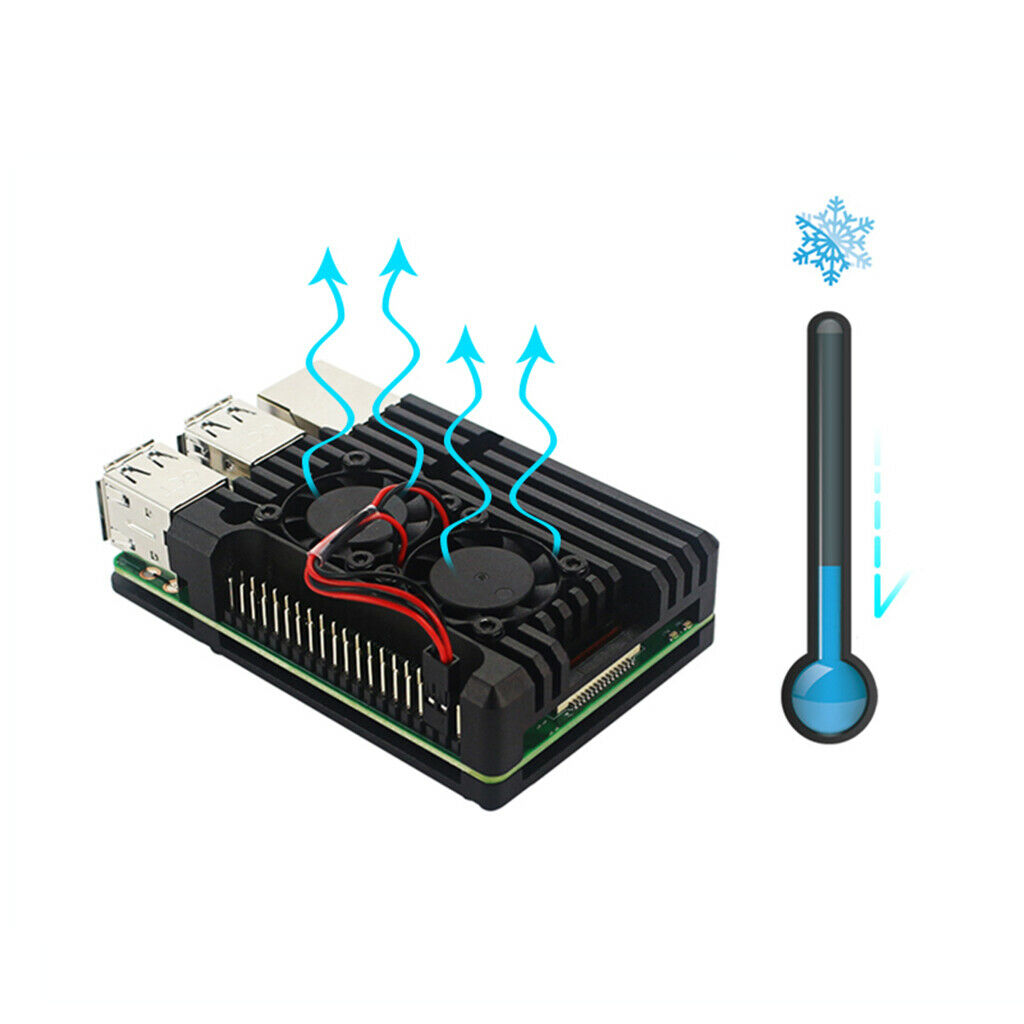 Raspberry Pi Cooling Fan Heatsink Dual Fan Cooler Fan with 4 Pack Thermal Tapes