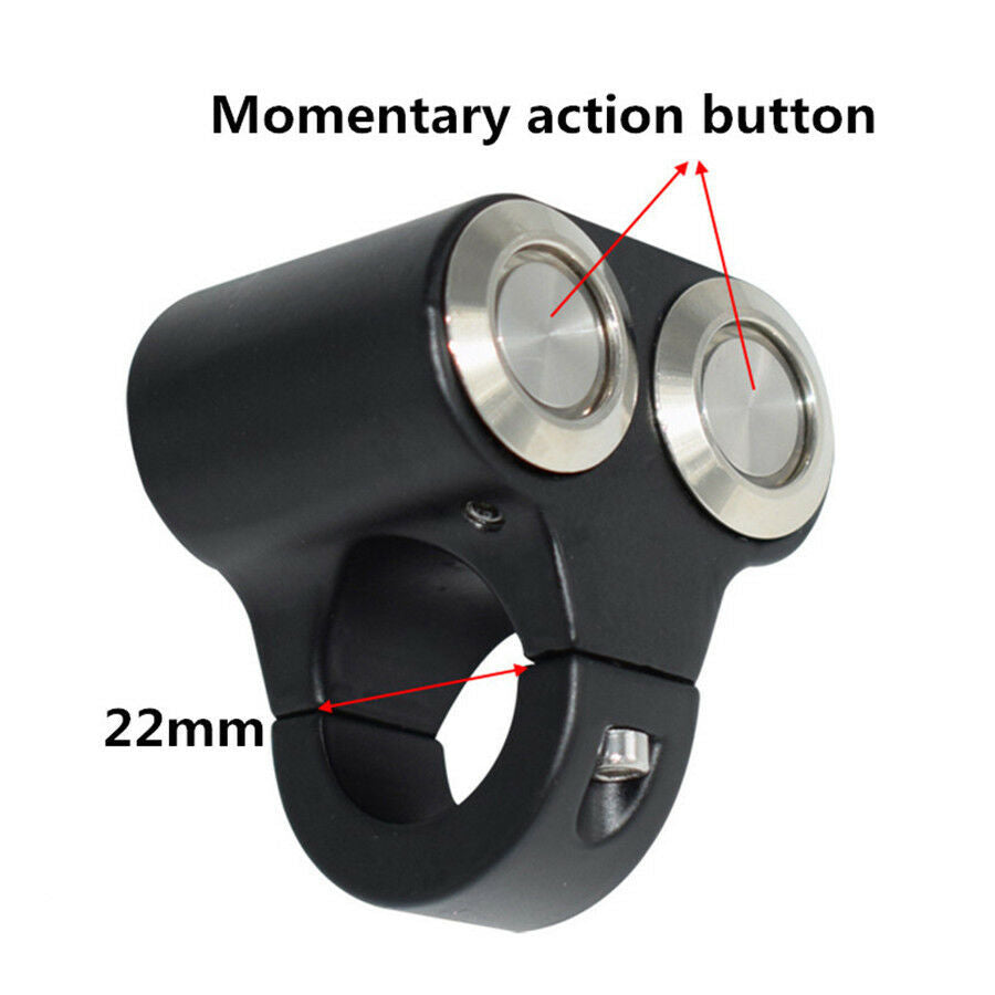 Dual Button Blue LED 7/8" Motorcycle ATV Handlebar Engine Horn Start Kill Switch