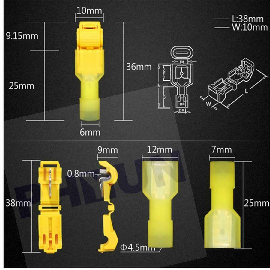 240PCS 22-10 AWG T-Tap Quick Insulated Splice Wire Terminal Connectors Combo Kit
